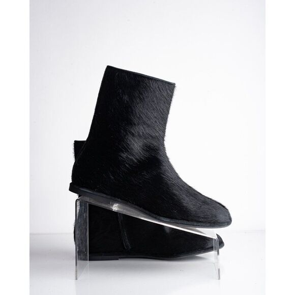 Zara Womens Leather Zip Ankle Boots Fur Skin Black US 9 EU 40 New 1102/410 - Picture 9 of 10